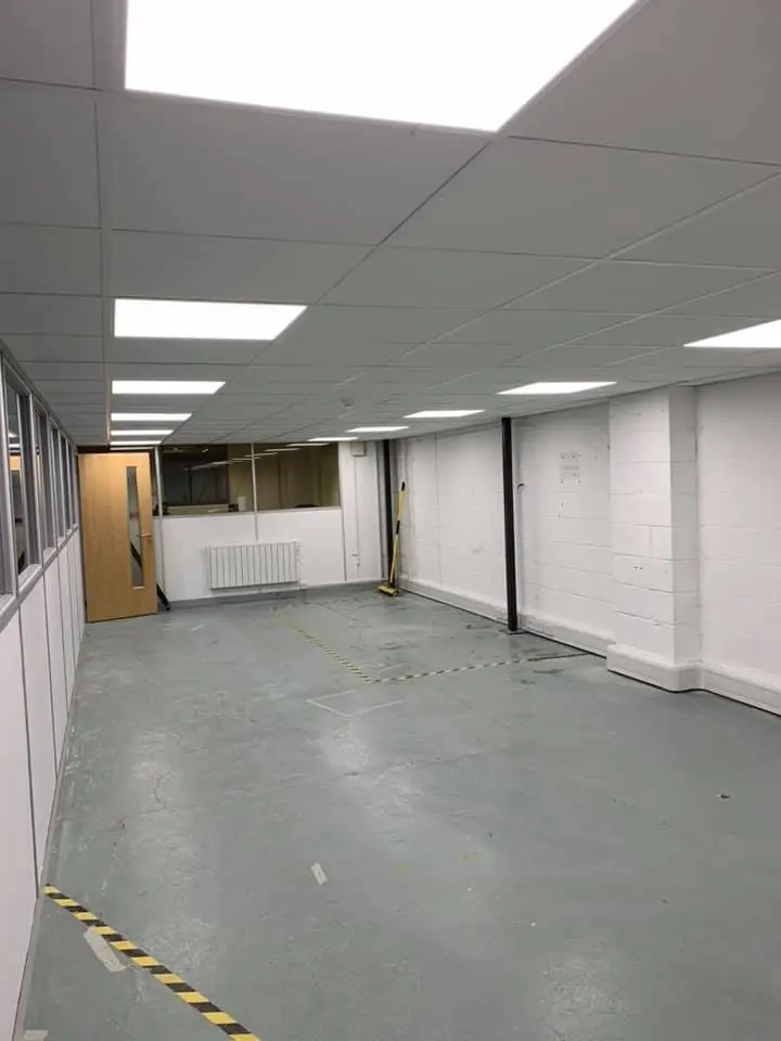 A finished office room with LED panel lighting at Lancaster Way Business Park, Ely